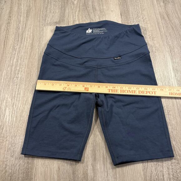 Woolly Women's Merino Wool Biker Shorts Crossover High Waist Navy Blue Size S - Picture 5 of 6